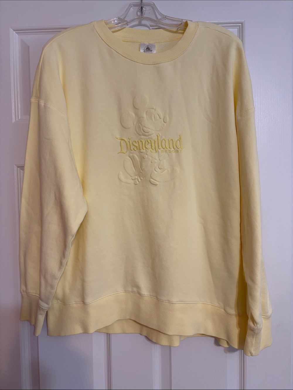 Disney Pale Yellow Embossed Mickey Crew Sweatshirt